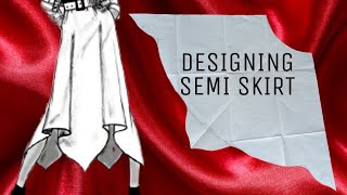 DESIGNING SEMI SKIRT  PATTERN MAKING IN JUST 7 MINUTES [upl. by Naaitsirhc]