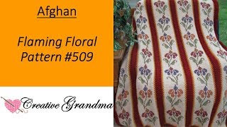 Flaming Floral Afghan 509 How to do Tunisian crochet with cross stitching [upl. by Amalle]