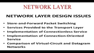 NETWORK LAYER DESIGN ISSUES [upl. by Anoet]