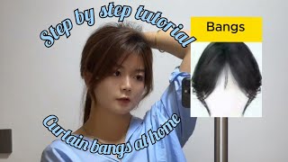 Get Curtain Bangs at home  Step by step tutorial [upl. by Dimmick]