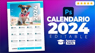 Como hacer calendario 2024 en photoshop [upl. by Naahsar]