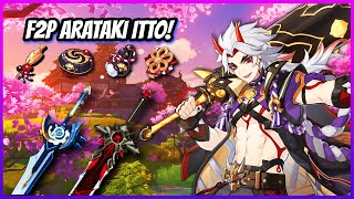 Arataki Itto Build F2P Level 90  Genshin Impact [upl. by Ssalguod]