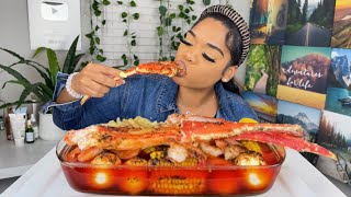 KING CRAB DESHELLED SEAFOOD BOIL  ITS MY BIRTHDAY 🥳♈️ [upl. by Inkster]