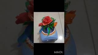 Creative art on glass jarGlass Jar painting with Clay art clayart flowerart diy shorts [upl. by Veradis]