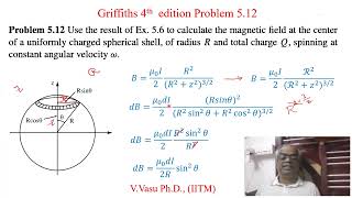 EM 512 Electrodynamics Griffiths 4th ed Problem 512 BioSavart law Sphere with angular velocity [upl. by Weber821]