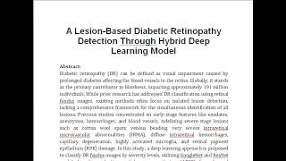 A Lesion Based Diabetic Retinopathy Detection Through Hybrid Deep Learning Model [upl. by Akcirred]