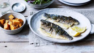 Sea bass fillet with rosemary and lemon [upl. by Doughty]