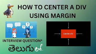 Web Development HOW TO CENTER A DIV using MARGIN  Important Interview Question  in Telugu [upl. by Ullund]