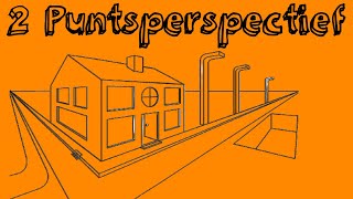 Huis tekenen in het 2 puntsperspectief [upl. by Lai]