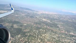 Aegean Airlines window view take off from Athens El Venizelos 4K engines roar [upl. by Ardie]