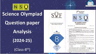 NSO Class8th Question Paper 202425 Analysis I Class 8th Science Olympiad [upl. by Assiron]