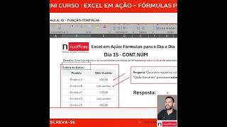 Função CONTNÚM Aula 15 do Mini Curso de Excel [upl. by Notsyrb]