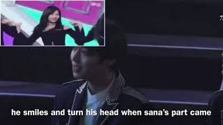 WANNA ONES JIHOON REACTION TO SANA AND MOMENT [upl. by Peisch]