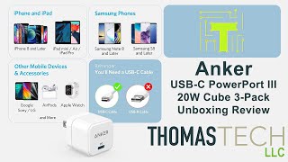 Anker PowerPort III 20W Cube Power Adapter Charger Unboxing Review Perfect for iPhones and iPads [upl. by Warde]