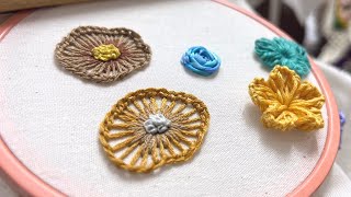 Buttonhole stitch flower  Embroidery tutorial for beginners [upl. by Ydnim]