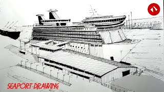 Ship Drawing  Seaport Drawing  Divart [upl. by Heeley]