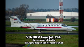 Serbian Learjet 31A departing Glasgow Airport [upl. by Sello860]