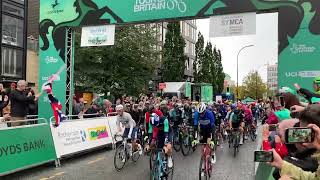 Tour of Britain 2024  Stage 3  Peleton departing start at Sheffield [upl. by Kinsley985]