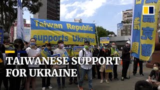 Taiwanese march in solidarity with Ukraine as Russian invasion seen as wakeup call for island [upl. by Atsok]