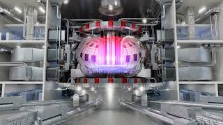 ITER Tokamak thermonuclear reactor with internal communications and plasma inside [upl. by Kenlay]