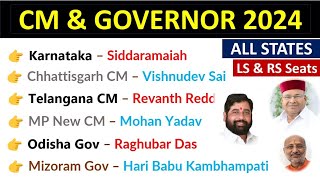 CM amp Governors 2024  Current Affairs 2024  Capital Loksabha Seats  मुख्यमंत्री और राज्यपाल 2024 [upl. by Aicilef]