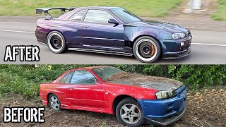 Rebuilding a NISSAN R34 GTR in 10 minutes [upl. by Enneirdna18]