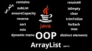 051 JAVA  ArrayList Methodscontains retainAll subList clear ensureCapacity sort min max [upl. by Lesab]