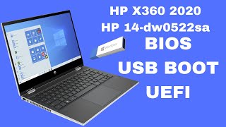 HP Pavillon x360 2020 14dw0522sa BIOS And UEFI USB Boot [upl. by Enomad881]