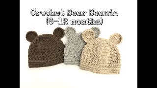 How to Crochet Bear Beanie 6 12 months [upl. by Ardussi]