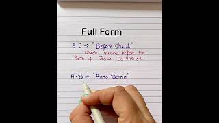 Fullform Of BC and AD education english gk viralshort fullform bc ad learning something [upl. by Anaz]