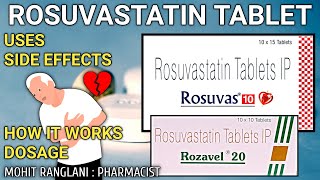 Rosuvastatin 10 mg Tablet  Rosuvas 10 Tablet Uses Side effects Dose and Precautions  In Hindi [upl. by Onez]