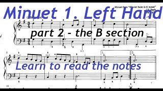 Minuet 1 in G major ★ ✰ Left Hand B section ★ ✰ Suzuki Piano ★ ✰ J S Bach [upl. by Ydahs]