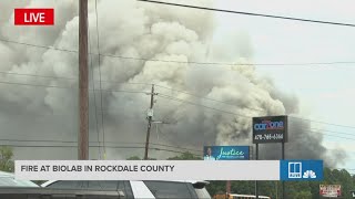 Fire reignites at Rockdale County BioLab evacuation area expanded [upl. by Allimrac]