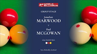 Jonathan Marwood v Paul McGowan  Group Stage  2024 Scottish Open  World Billiards [upl. by Nibbor]