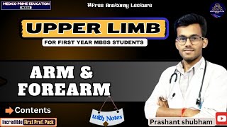 Anatomy of Arm amp Forearm  Muscles amp Artery of Arm  Nerves of upper limb  First year Mbbs lecture [upl. by Duahsar]