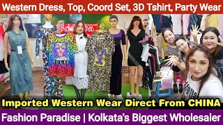 Imported Western Dress Coord Set Crop Top 3D Tshirt Sequin Party Wear Wholesaler in Kolkata [upl. by Junette]