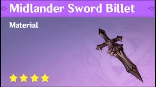 HOW TO GET FREE MIDLANDER SWORD BILLET Genshin Impact [upl. by Maloney725]