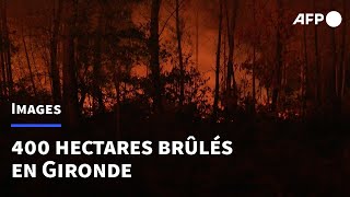 Gironde 400 hectares brûlés et un bourg évacué dans un incendie en cours  AFP Images [upl. by Heppman]