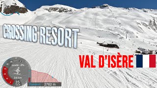 4K Skiing Val dIsère Crossing Resort  Solaise to Montet via Leissières France GoPro HERO11 [upl. by Auburta]