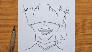 Easy Anime drawing  How to draw Anime Blind  Anime Boy laughing step by step  Easy for beginners [upl. by Ecnerewal]