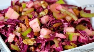 Clean Eating Cabbage Salad With Apples Raisins  Walnuts [upl. by Lybis]