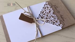 DIY Shabby chic Wedding Invitation Card  Partecipazione matrimonio fai da te Shabby 7 [upl. by Rapp449]