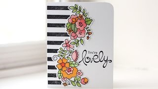 PinterestInspired Striped Floral Card  Kalyn Kepner  Paper Smooches [upl. by Annoerb]