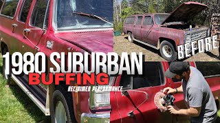 BUFFING OLD FADED CAR PAINT  TRYING TO RESTORE CAR PAINT [upl. by Ahcsatan]