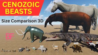 CENOZOIC BEASTS Size Comparison 3D  3D Comparison 2023 [upl. by Arahsal]