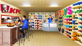 I OPENED A 24HR TOY STORE BOX FORT WITH A RESTAURANT NERF amp MINECRAFT TOYS [upl. by Shih]