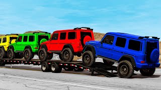 Flatbed Truck Mcqueen  Transportation with Truck  Pothole vs Car 7  BeamNGDrive  Just BeamNG [upl. by Assirahc]