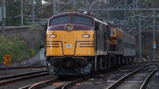 「4K60p」42107 4708 amp 42101 arriving into Strathfield  LVR Riverina Tour [upl. by Borchert]