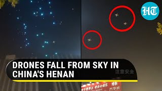 China Dozens of drones fall from sky at botched light show spectators run in panic [upl. by Rennane71]