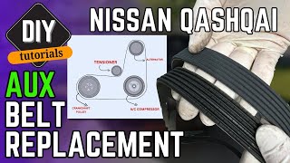 HOW TO replace a Serpentine BeltFan belt on a Nissan Qashqai Auxiliary Belt replacement [upl. by Kiran]